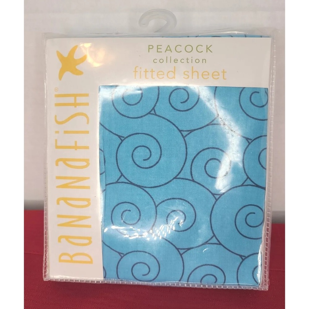 PEACOCK collection BANANAFISH Baby Fitted Crib Sheet Blue Swirls‎ New